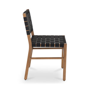 Moe's Home Mira Outdoor Dining Chair - Elegant Teak Frame With Woven Detail For Stylish Indoor & Outdoor Use Black Solid Teak Frame,Woven Seat Cv-1026-02
