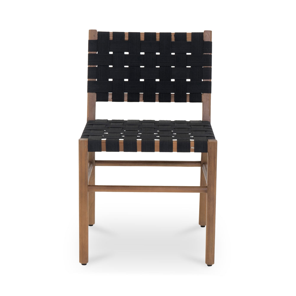 Moe's Home Mira Outdoor Dining Chair - Elegant Teak Frame With Woven Detail For Stylish Indoor & Outdoor Use Black Solid Teak Frame,Woven Seat Cv-1026-02