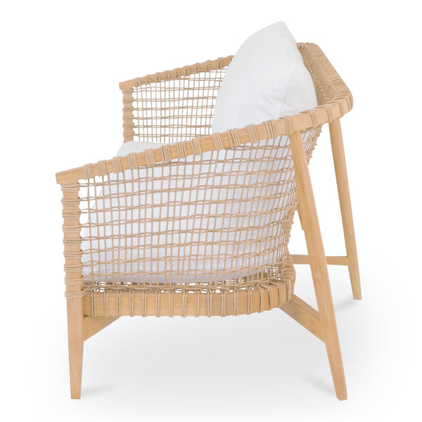 Moe's Home Kuna Outdoor Sofa - Stylish Teak Frame With Removable Cushions For Indoor And Outdoor Comfort Natural Solid Teak Frame With Lloyd Loom Weave,100% Polyester Upholstery Cv-1027-24