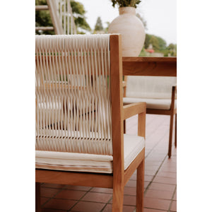 Moe's Home Luce Outdoor Dining Chair - Chic Wicker Weave With Teak Frame & Ivory Cushion For Stylish Comfort Natural Solid Teak Frame,Synthetic Wicker Cv-1028-24