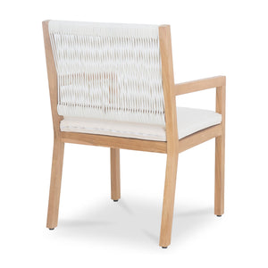Moe's Home Luce Outdoor Dining Chair - Chic Wicker Weave With Teak Frame & Ivory Cushion For Stylish Comfort Natural Solid Teak Frame,Synthetic Wicker Cv-1028-24
