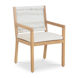 Moe's Home Luce Outdoor Dining Chair - Chic Wicker Weave With Teak Frame & Ivory Cushion For Stylish Comfort Natural Solid Teak Frame,Synthetic Wicker Cv-1028-24