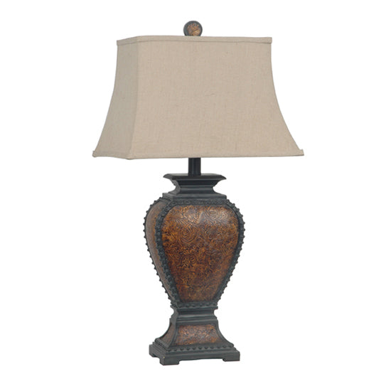 Tooled Leather Table Lamp CVAUP522 Crestview Collection