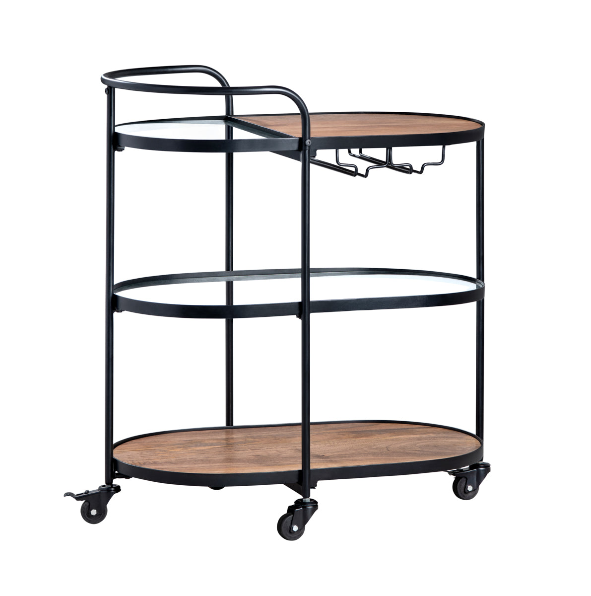 Jaxon Bar Cart - Stylish Brown Transitional Design with 3 Spacious She