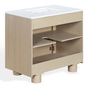 Safavieh Cindybella Single Bathroom Vanity with Marble Top and Ceramic Sink in Natural Wood Tone 36 inches CVN1001A-36
