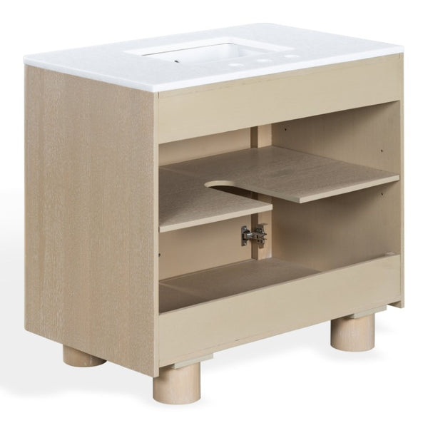 Safavieh Cindybella Single Bathroom Vanity with Marble Top and Ceramic Sink in Natural Wood Tone 36 inches CVN1001A-36