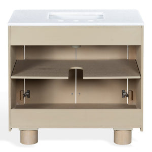 Safavieh Cindybella Single Bathroom Vanity with Marble Top and Ceramic Sink in Natural Wood Tone 36 inches CVN1001A-36