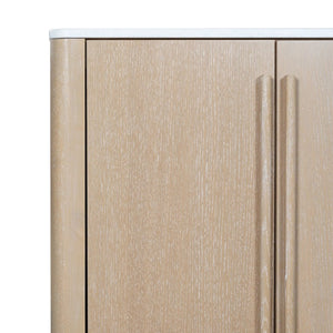 Safavieh Cindybella Single Bathroom Vanity with Marble Top and Ceramic Sink in Natural Wood Tone 36 inches CVN1001A-36
