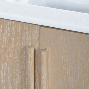 Safavieh Cindybella Single Bathroom Vanity with Marble Top and Ceramic Sink in Natural Wood Tone 36 inches CVN1001A-36