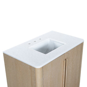 Safavieh Cindybella Single Bathroom Vanity with Marble Top and Ceramic Sink in Natural Wood Tone 36 inches CVN1001A-36