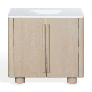 Safavieh Cindybella Single Bathroom Vanity with Marble Top and Ceramic Sink in Natural Wood Tone 36 inches CVN1001A-36