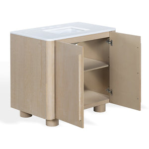 Safavieh Cindybella Single Bathroom Vanity with Marble Top and Ceramic Sink in Natural Wood Tone 36 inches CVN1001A-36