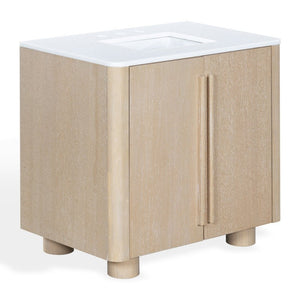 Safavieh Cindybella Single Bathroom Vanity with Marble Top and Ceramic Sink in Natural Wood Tone 36 inches CVN1001A-36