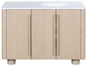 Safavieh Cindybella Single Bathroom Vanity with Marble Top and Ceramic Sink in Natural Wood Tone 48 inches CVN1001A-48