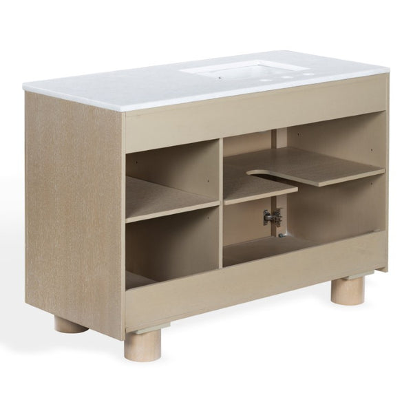 Safavieh Cindybella Single Bathroom Vanity with Marble Top and Ceramic Sink in Natural Wood Tone 48 inches CVN1001A-48