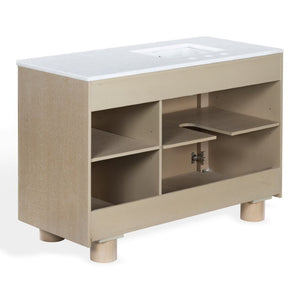 Safavieh Cindybella Single Bathroom Vanity with Marble Top and Ceramic Sink in Natural Wood Tone 48 inches CVN1001A-48