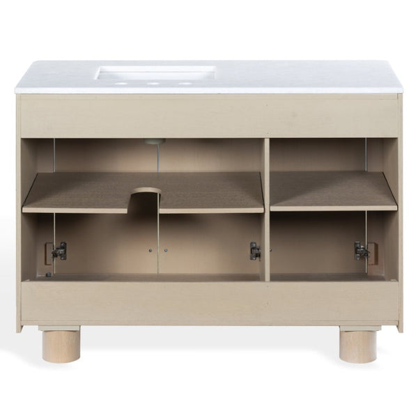 Safavieh Cindybella Single Bathroom Vanity with Marble Top and Ceramic Sink in Natural Wood Tone 48 inches CVN1001A-48