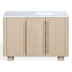 Safavieh Cindybella Single Bathroom Vanity with Marble Top and Ceramic Sink in Natural Wood Tone 48 inches CVN1001A-48
