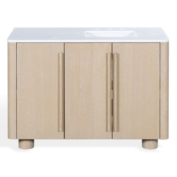 Safavieh Cindybella Single Bathroom Vanity with Marble Top and Ceramic Sink in Natural Wood Tone 48 inches CVN1001A-48