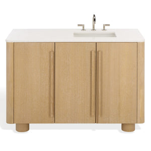 Safavieh Cindybella Single Bathroom Vanity with Marble Top and Ceramic Sink in Natural Wood Tone 48 inches CVN1001A-48