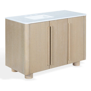 Safavieh Cindybella Single Bathroom Vanity with Marble Top and Ceramic Sink in Natural Wood Tone 48 inches CVN1001A-48