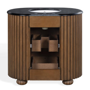 Safavieh Rosalisa Single Bathroom Vanity with Marble Top Integrated Ceramic Sink Walnut Wood Cabinet 36 inches CVN1002A-36
