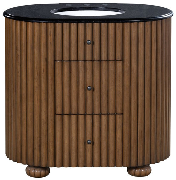 Safavieh Rosalisa Single Bathroom Vanity with Marble Top Integrated Ceramic Sink Walnut Wood Cabinet 36 inches CVN1002A-36