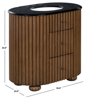 Safavieh Rosalisa Single Bathroom Vanity with Marble Top Integrated Ceramic Sink Walnut Wood Cabinet 36 inches CVN1002A-36