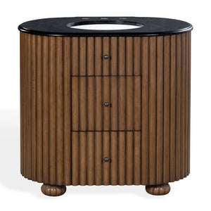 Safavieh Rosalisa Single Bathroom Vanity with Marble Top Integrated Ceramic Sink Walnut Wood Cabinet 36 inches CVN1002A-36