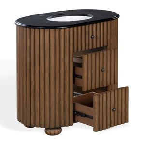 Safavieh Rosalisa Single Bathroom Vanity with Marble Top Integrated Ceramic Sink Walnut Wood Cabinet 36 inches CVN1002A-36