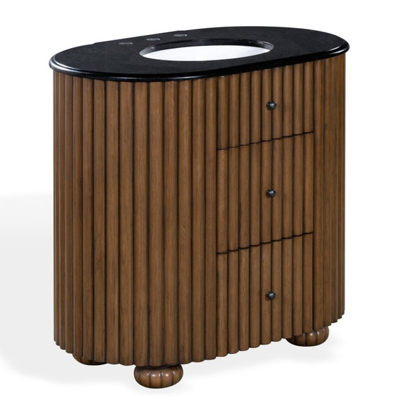 Safavieh Rosalisa Single Bathroom Vanity with Marble Top Integrated Ceramic Sink Walnut Wood Cabinet 36 inches CVN1002A-36