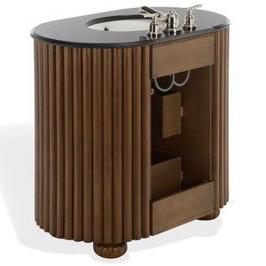 Safavieh Rosalisa Single Bathroom Vanity with Marble Top Integrated Ceramic Sink Walnut Wood Cabinet 36 inches CVN1002A-36