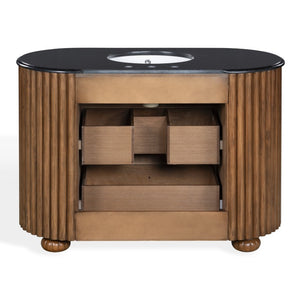 Safavieh Rosalisa Single Bathroom Vanity with Marble Top Integrated Ceramic Sink Walnut Wood Cabinet 48 inches CVN1002A-48