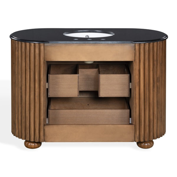 Safavieh Rosalisa Single Bathroom Vanity with Marble Top Integrated Ceramic Sink Walnut Wood Cabinet 48 inches CVN1002A-48