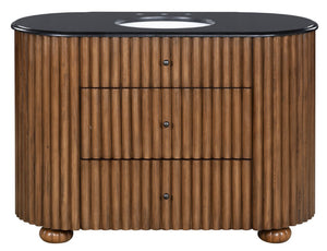 Safavieh Rosalisa Single Bathroom Vanity with Marble Top Integrated Ceramic Sink Walnut Wood Cabinet 48 inches CVN1002A-48