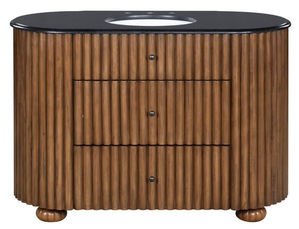 Safavieh Rosalisa Single Bathroom Vanity with Marble Top Integrated Ceramic Sink Walnut Wood Cabinet 48 inches CVN1002A-48