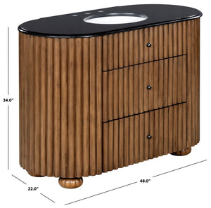 Safavieh Rosalisa Single Bathroom Vanity with Marble Top Integrated Ceramic Sink Walnut Wood Cabinet 48 inches CVN1002A-48