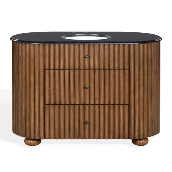 Safavieh Rosalisa Single Bathroom Vanity with Marble Top Integrated Ceramic Sink Walnut Wood Cabinet 48 inches CVN1002A-48