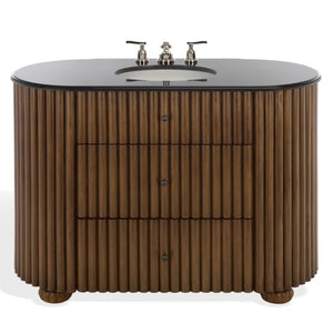 Safavieh Rosalisa Single Bathroom Vanity with Marble Top Integrated Ceramic Sink Walnut Wood Cabinet 48 inches CVN1002A-48