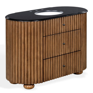 Safavieh Rosalisa Single Bathroom Vanity with Marble Top Integrated Ceramic Sink Walnut Wood Cabinet 48 inches CVN1002A-48