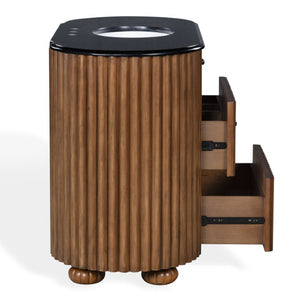 Safavieh Rosalisa Single Bathroom Vanity with Marble Top Integrated Ceramic Sink Walnut Wood Cabinet 48 inches CVN1002A-48