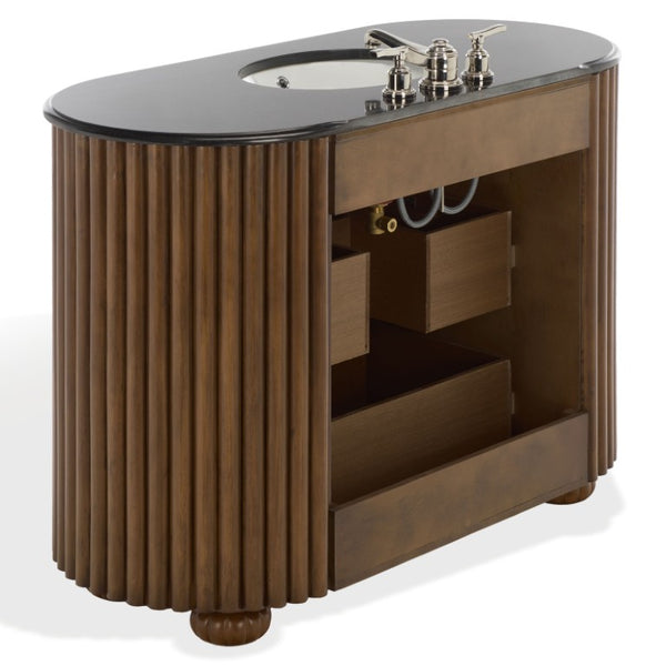 Safavieh Rosalisa Single Bathroom Vanity with Marble Top Integrated Ceramic Sink Walnut Wood Cabinet 48 inches CVN1002A-48
