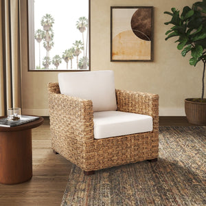 Safavieh GREGORY Natural Water Hyacinth Accent Chair – Plush Beige Upholstery for Cozy, Stylish Living Spaces CWK2001A