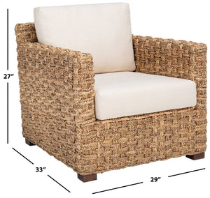 Safavieh GREGORY Natural Water Hyacinth Accent Chair – Plush Beige Upholstery for Cozy, Stylish Living Spaces CWK2001A