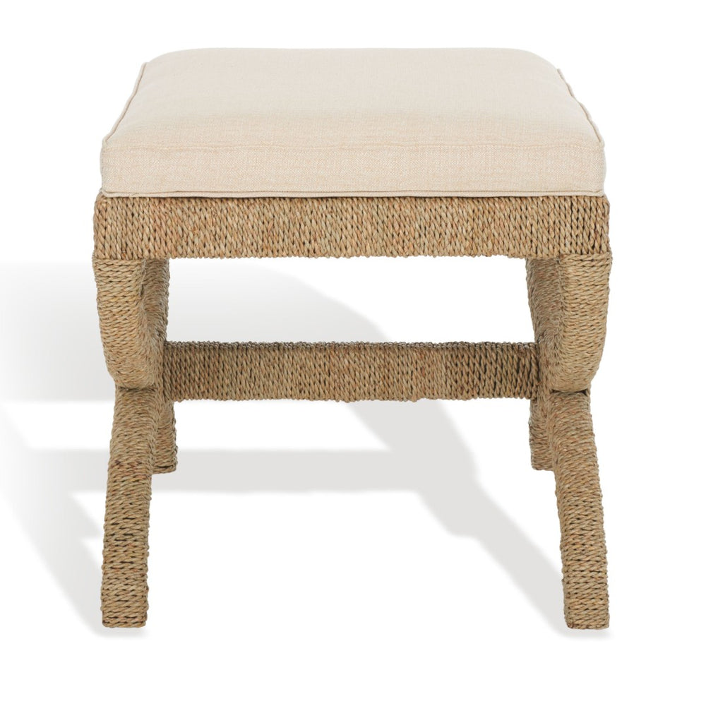 Safavieh AIKAN Handwoven Seagrass Ottoman - Coastal-Inspired Natural Beige Accent for Stylish Living Spaces CWK2007A