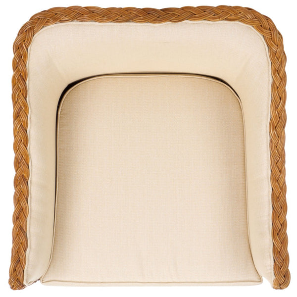 Safavieh SHARON Rattan Accent Chair - Cozy Beige Upholstered Armchair with Intricate Weave & Modern Comfort CWK2009A
