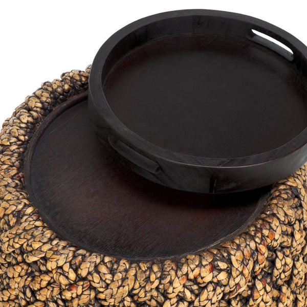 Safavieh BAYLEY Handwoven Water Hyacinth Accent Table with Lift-Top Storage | Natural & Dark Brown Charm CWK2011A
