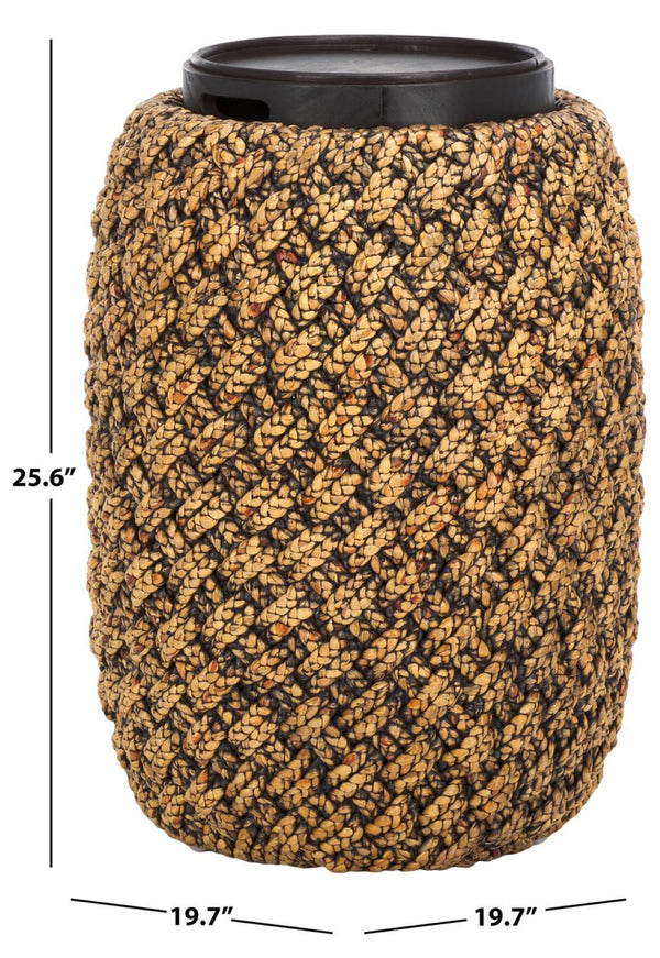 Safavieh BAYLEY Handwoven Water Hyacinth Accent Table with Lift-Top Storage | Natural & Dark Brown Charm CWK2011A