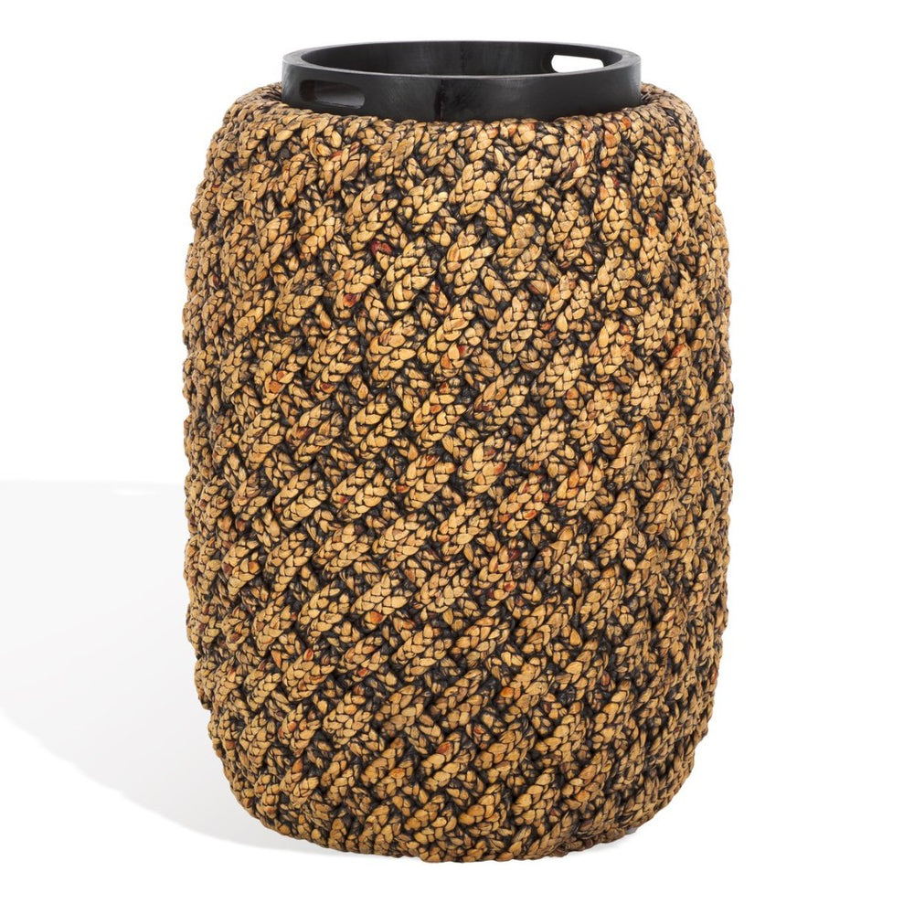 Safavieh BAYLEY Handwoven Water Hyacinth Accent Table with Lift-Top Storage | Natural & Dark Brown Charm CWK2011A
