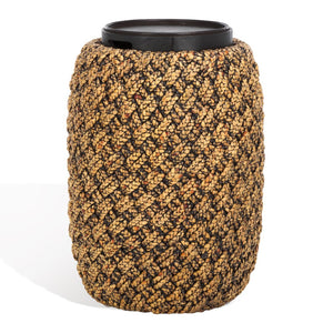 Safavieh BAYLEY Handwoven Water Hyacinth Accent Table with Lift-Top Storage | Natural & Dark Brown Charm CWK2011A